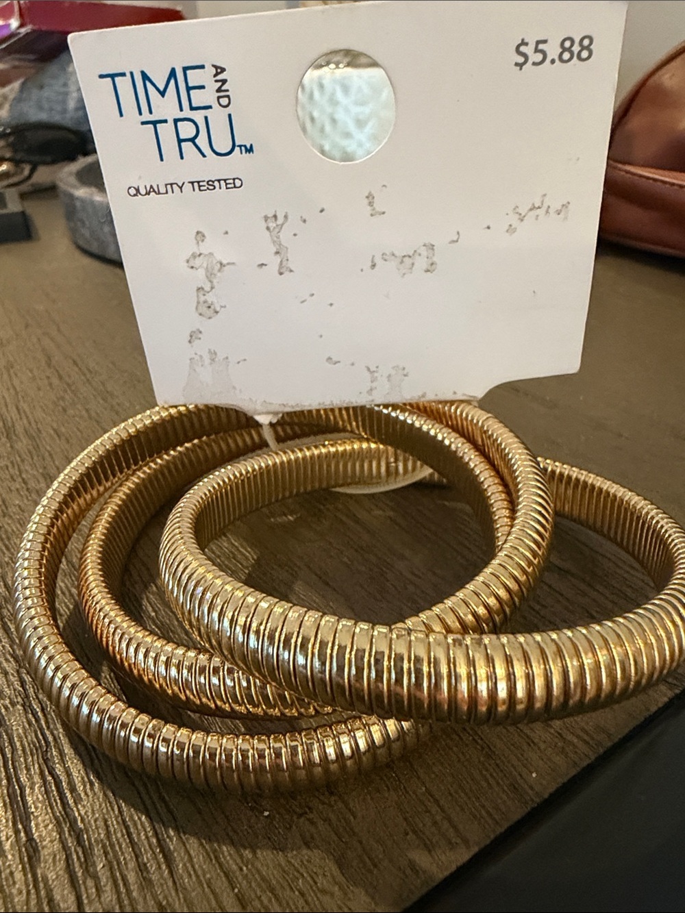 Time and Tru Gold-Tone Ribbed Coil Bracelet Set